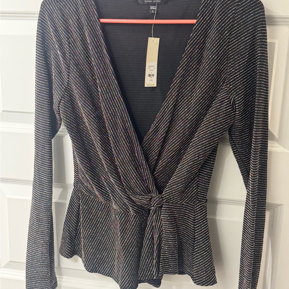 Striped Black Sparkle Top